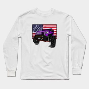 Jeep with American Flag -Purple Essential Long Sleeve T-Shirt